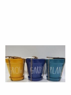 NEW Rae Dunn Flower Pot Planters Set ~ Grow, Garden & Plant 🪴